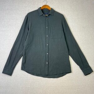 Cotton On 100% Cotton Mens Large Black Textured Long Sleeve Button Up Shirt